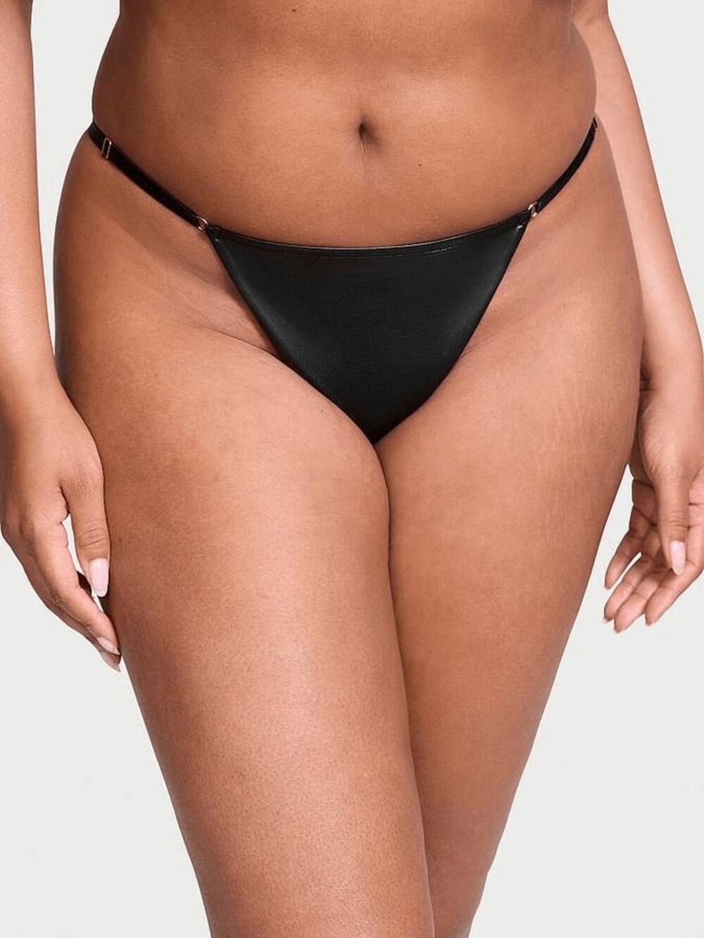 ❤️ NWT Victoria's Secret Very Sexy Black Faux Leather V-String Medium ❤️